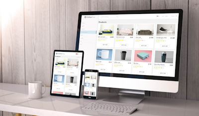 devices responsive on workspace online shop website design